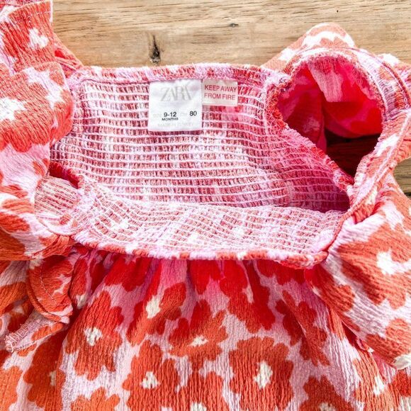 Zara Floral Ruffle Dress, Size 9-12M - Picture 3 of 4